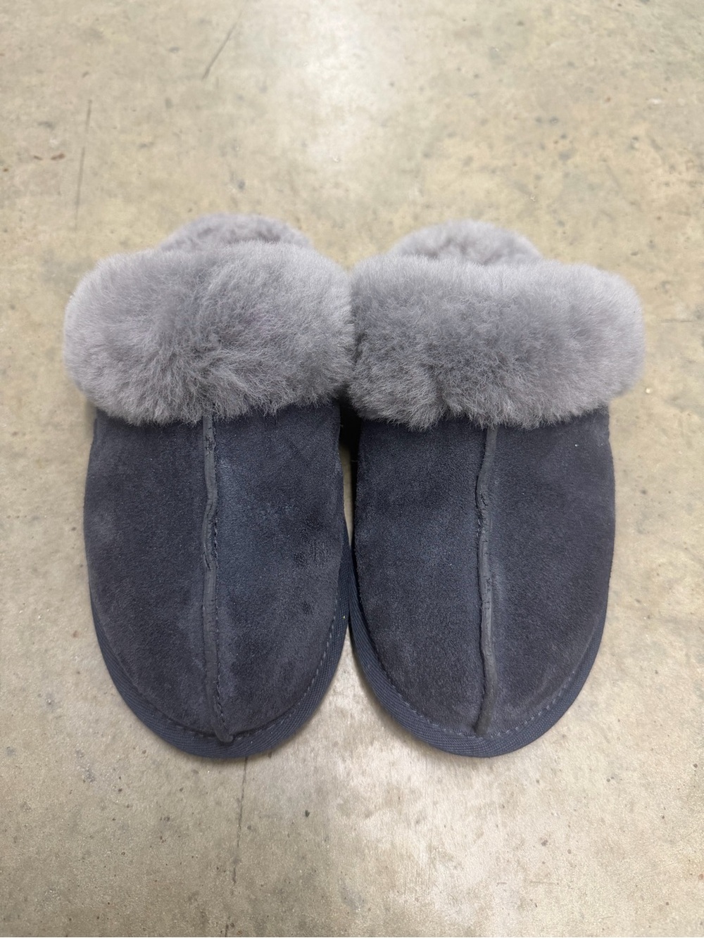 UGG Women's Grey Suede Shearling Clog Slippers